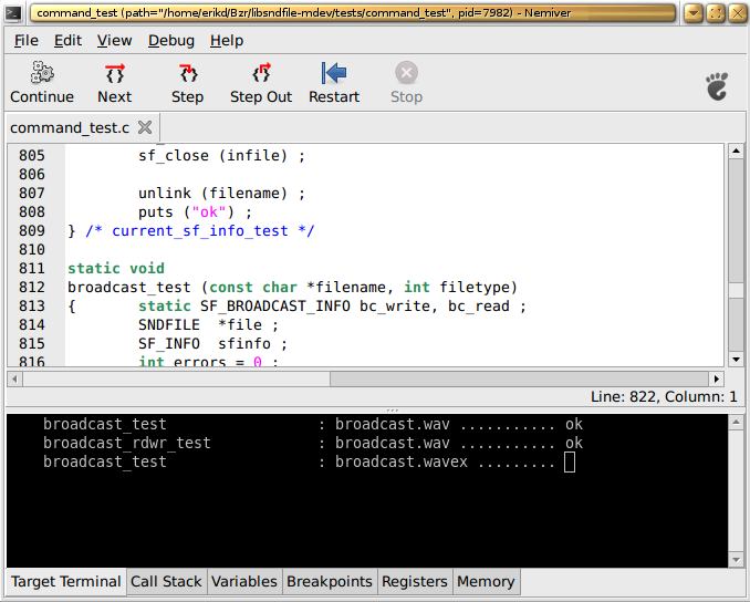 nemiver screen shot